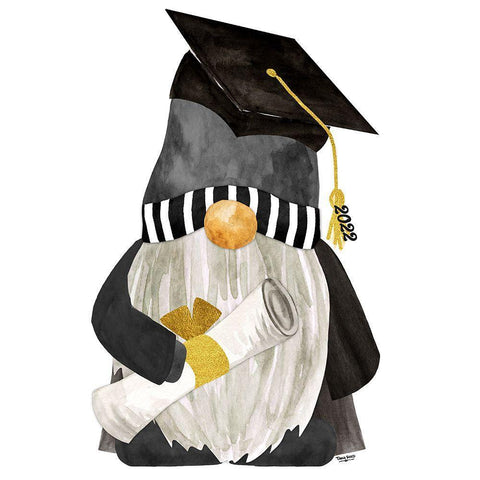 Graduation Gnome I White Modern Wood Framed Art Print with Double Matting by Reed, Tara