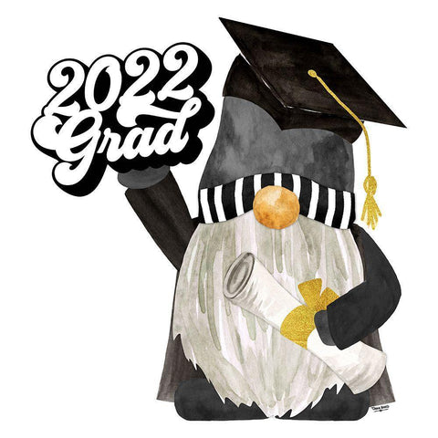 Graduation Gnome II Black Ornate Wood Framed Art Print with Double Matting by Reed, Tara