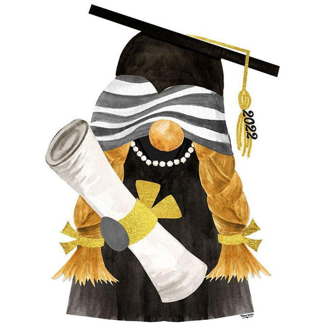 Graduation Gnome portrait I Gold Ornate Wood Framed Art Print with Double Matting by Reed, Tara