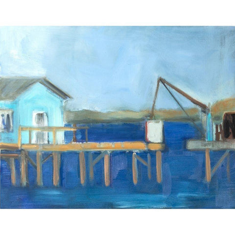 Fishing Dock Gold Ornate Wood Framed Art Print with Double Matting by Marie, Susanne