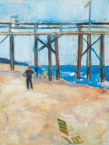 Under the Pier White Modern Wood Framed Art Print with Double Matting by Marie, Susanne