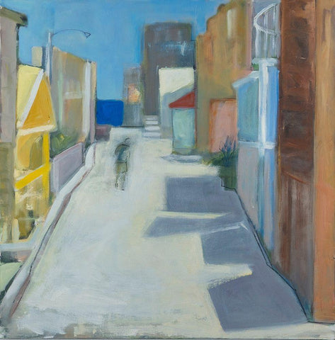 Alleyway White Modern Wood Framed Art Print with Double Matting by Marie, Susanne