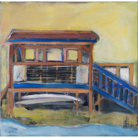The Boathouse Black Modern Wood Framed Art Print with Double Matting by Marie, Susanne