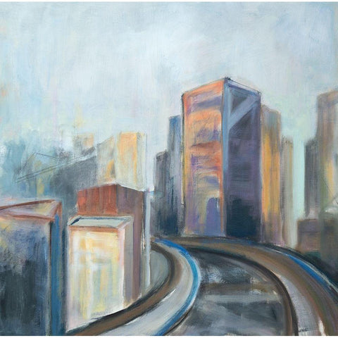 Over the Tracks Black Modern Wood Framed Art Print with Double Matting by Marie, Susanne