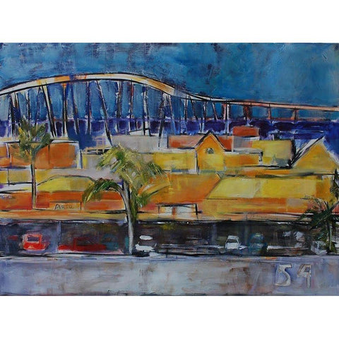 Under the Bridge Black Modern Wood Framed Art Print with Double Matting by Marie, Susanne