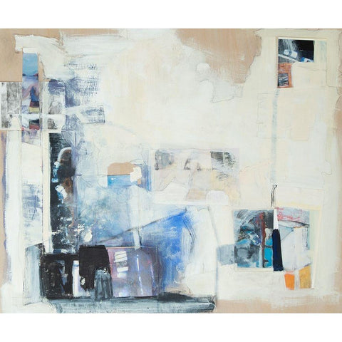Shifting Blues Black Modern Wood Framed Art Print with Double Matting by Marie, Susanne