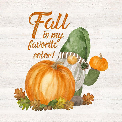 Fall Gnomes Sentiment I-Favorite Color Gold Ornate Wood Framed Art Print with Double Matting by Reed, Tara