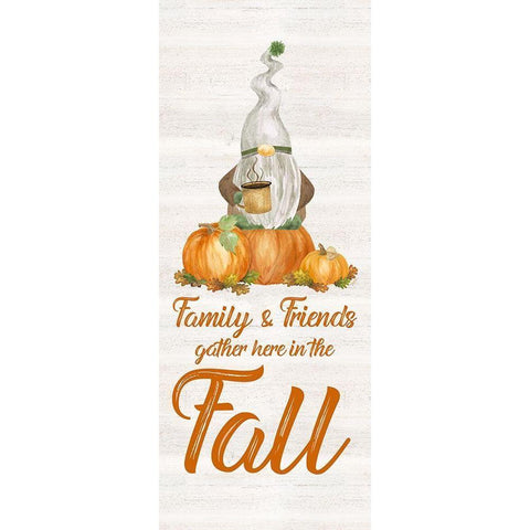 Fall Gnomes Sentiment vertical I-Family and Friends White Modern Wood Framed Art Print by Reed, Tara