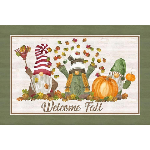 Fall Gnomes Sentiment landscape I-Welcome Fall Black Modern Wood Framed Art Print with Double Matting by Reed, Tara