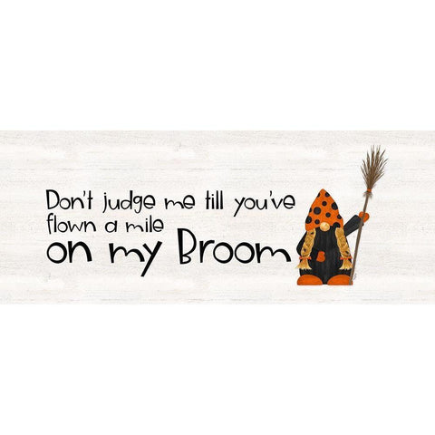 Gnomes of Halloween panel IV-My Broom Black Modern Wood Framed Art Print with Double Matting by Reed, Tara