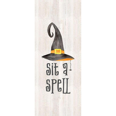 Sit a Spell Sentiment vertical II-Sit a Spell Black Modern Wood Framed Art Print with Double Matting by Reed, Tara