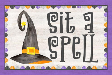 Sit a Spell Sentiment landscape III-Sit a Spell Black Ornate Wood Framed Art Print with Double Matting by Reed, Tara