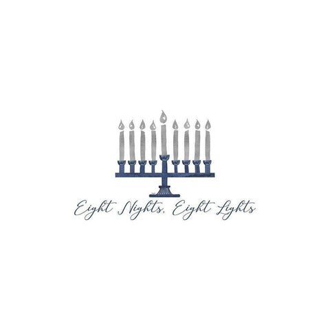 Hanukkah Lights panel I-8 Nights 8 Lights White Modern Wood Framed Art Print by Reed, Tara