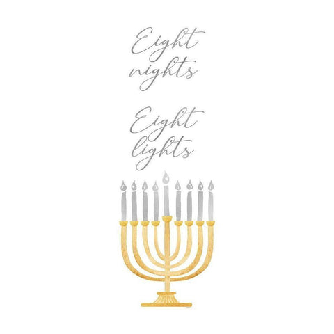 Hanukkah Lights vertical I-8 Nights 8 Lights Black Modern Wood Framed Art Print by Reed, Tara