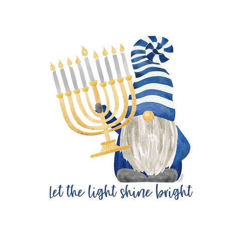 Hanukkah Gnomes II-Light Shine Bright White Modern Wood Framed Art Print by Reed, Tara