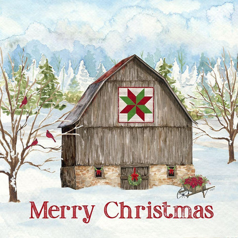 Christmas Barn I White Modern Wood Framed Art Print with Double Matting by Reed, Tara