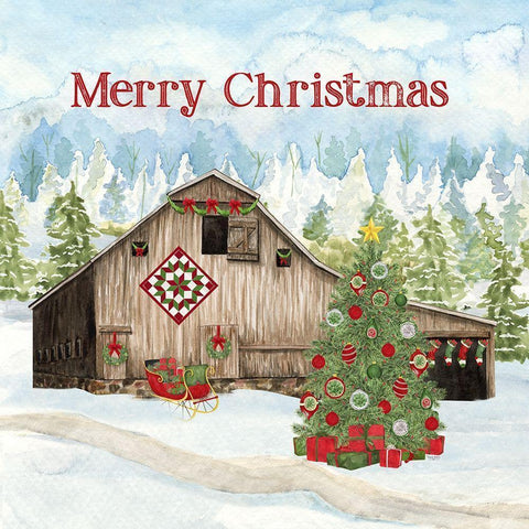 Christmas Barn II White Modern Wood Framed Art Print by Reed, Tara