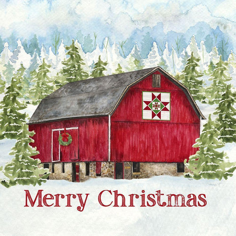 Christmas Barn III White Modern Wood Framed Art Print by Reed, Tara