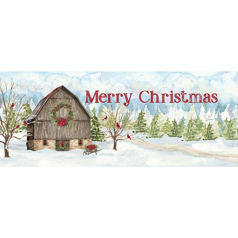 Christmas Barn panel I Gold Ornate Wood Framed Art Print with Double Matting by Reed, Tara