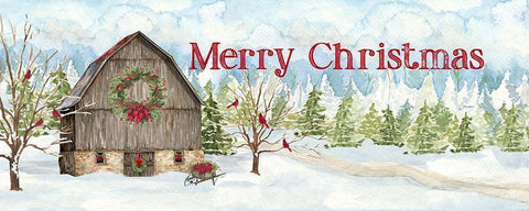 Christmas Barn panel I White Modern Wood Framed Art Print with Double Matting by Reed, Tara