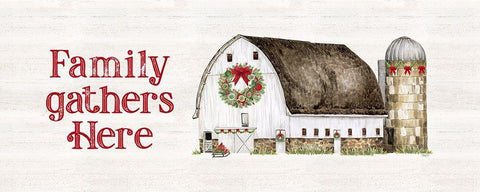 Christmas Barn panel IV Black Ornate Wood Framed Art Print with Double Matting by Reed, Tara