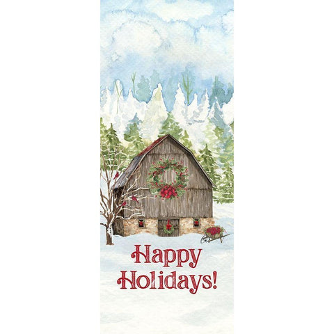 Christmas Barn vertical I Black Modern Wood Framed Art Print with Double Matting by Reed, Tara