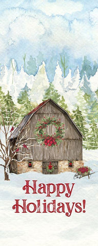 Christmas Barn vertical I White Modern Wood Framed Art Print with Double Matting by Reed, Tara