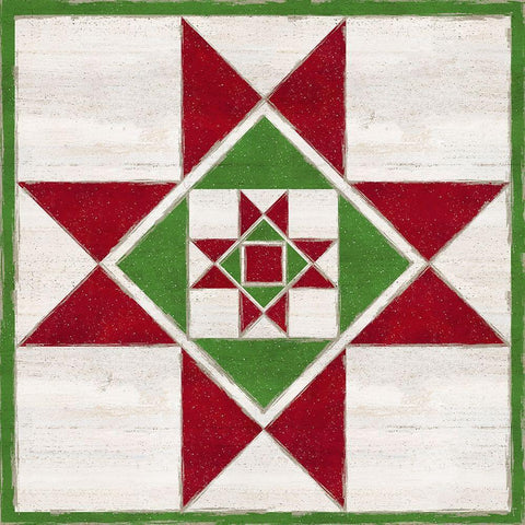 Christmas Quilt Block III White Modern Wood Framed Art Print by Reed, Tara