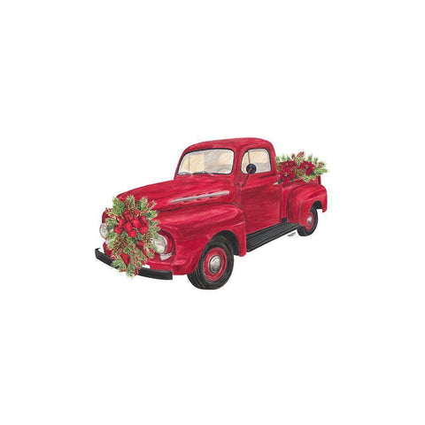 Home for the Holidays icon IV-Red Truck Gold Ornate Wood Framed Art Print with Double Matting by Reed, Tara