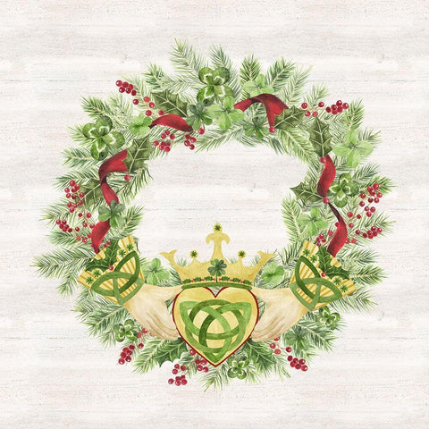 Irish Christmas II-Claddagh Wreath White Modern Wood Framed Art Print by Reed, Tara