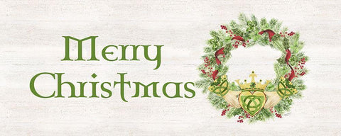 Irish Christmas panel II-Claddagh Wreath Black Ornate Wood Framed Art Print with Double Matting by Reed, Tara