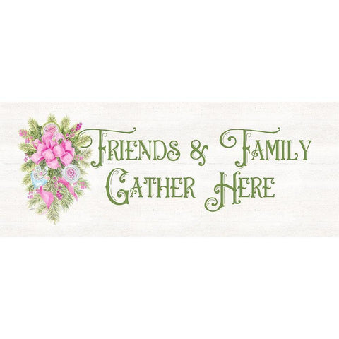 Vintage Christmas panel I-Friends and Family Gold Ornate Wood Framed Art Print with Double Matting by Reed, Tara