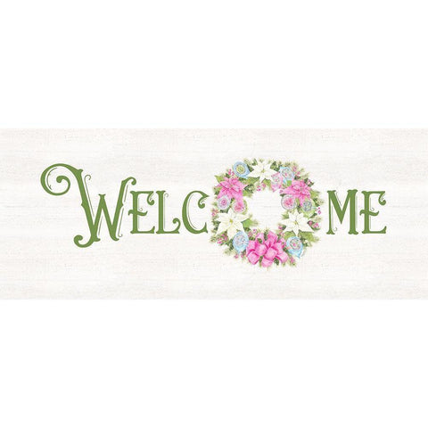 Vintage Christmas panel III-Welcome Black Modern Wood Framed Art Print by Reed, Tara