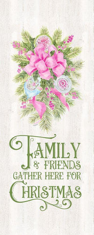 Vintage Christmas vertical I-Friends and Family Black Ornate Wood Framed Art Print with Double Matting by Reed, Tara