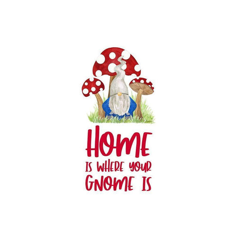 Gardening Gnomes Sentiment vertical I-Home is White Modern Wood Framed Art Print by Reed, Tara