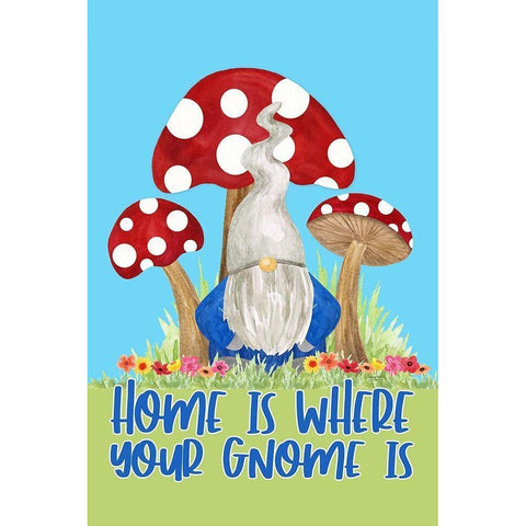 Gardening Gnomes Sentiment portrait I-Home is Black Modern Wood Framed Art Print with Double Matting by Reed, Tara