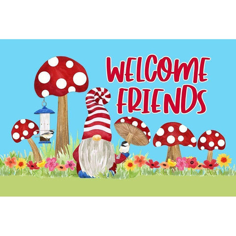 Gardening Gnomes landscape III-Welcome Friends White Modern Wood Framed Art Print by Reed, Tara