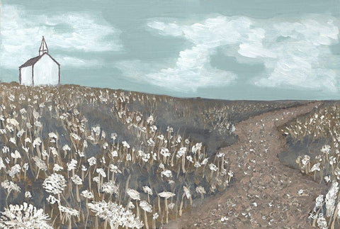 Church on the Hill Black Ornate Wood Framed Art Print with Double Matting by Bryan, Kathleen