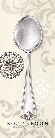 Soup Spoon White Modern Wood Framed Art Print with Double Matting by Coulter, Cynthia