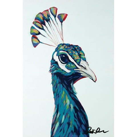 Pop Peacock I Black Modern Wood Framed Art Print with Double Matting by Augustine, Jodi