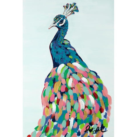 Pop Peacock II Black Modern Wood Framed Art Print with Double Matting by Augustine, Jodi