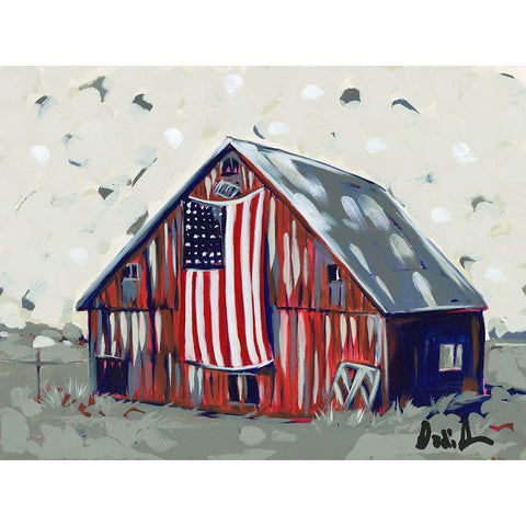 Farm Pop Barn I-Flag Black Modern Wood Framed Art Print with Double Matting by Augustine, Jodi