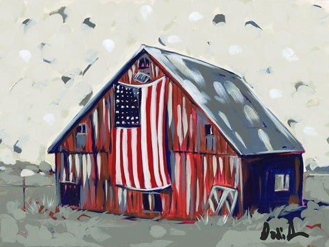 Farm Pop Barn I-Flag White Modern Wood Framed Art Print with Double Matting by Augustine, Jodi
