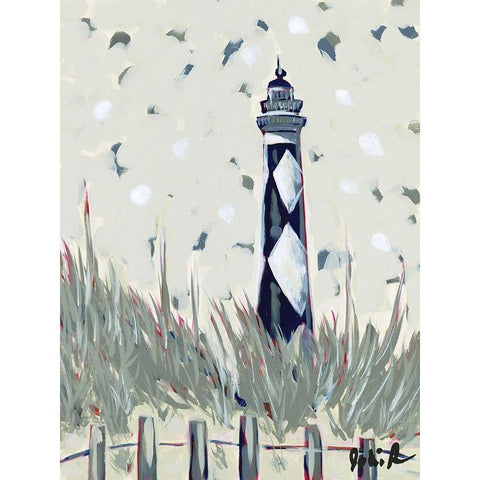 Pop Lighthouse I Black Modern Wood Framed Art Print with Double Matting by Augustine, Jodi