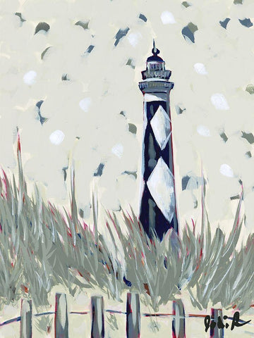 Pop Lighthouse I White Modern Wood Framed Art Print with Double Matting by Augustine, Jodi