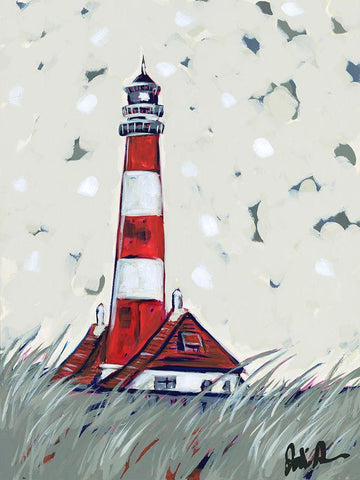 Pop Lighthouse II Black Ornate Wood Framed Art Print with Double Matting by Augustine, Jodi