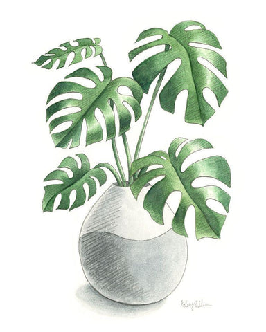 Potted Exotics II White Modern Wood Framed Art Print with Double Matting by Wilson, Kelsey