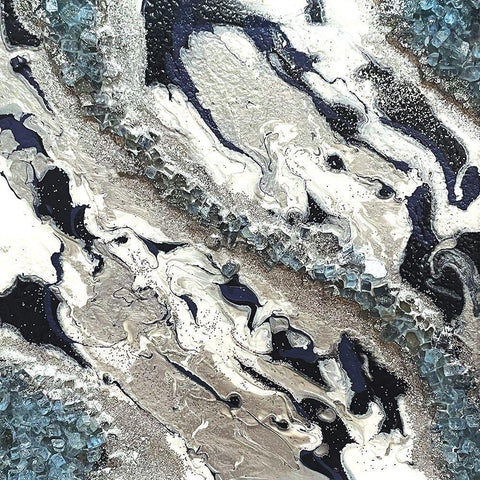 Blue Silver Marble II Black Modern Wood Framed Art Print by Lee C