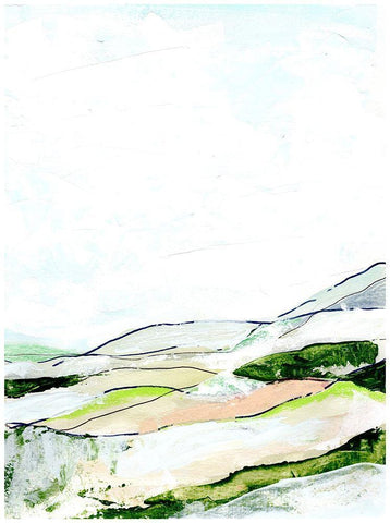 Minimal Landscape green II Black Ornate Wood Framed Art Print with Double Matting by Chapman, Marcy