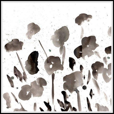 Simple Black Poppies I Gold Ornate Wood Framed Art Print with Double Matting by Chapman, Marcy